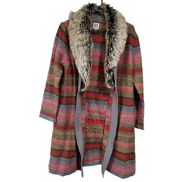 Anne Klein Women's Cardigan Sweater with Detacheable Faux Fur Collar Siz… - Picture 1 of 12
